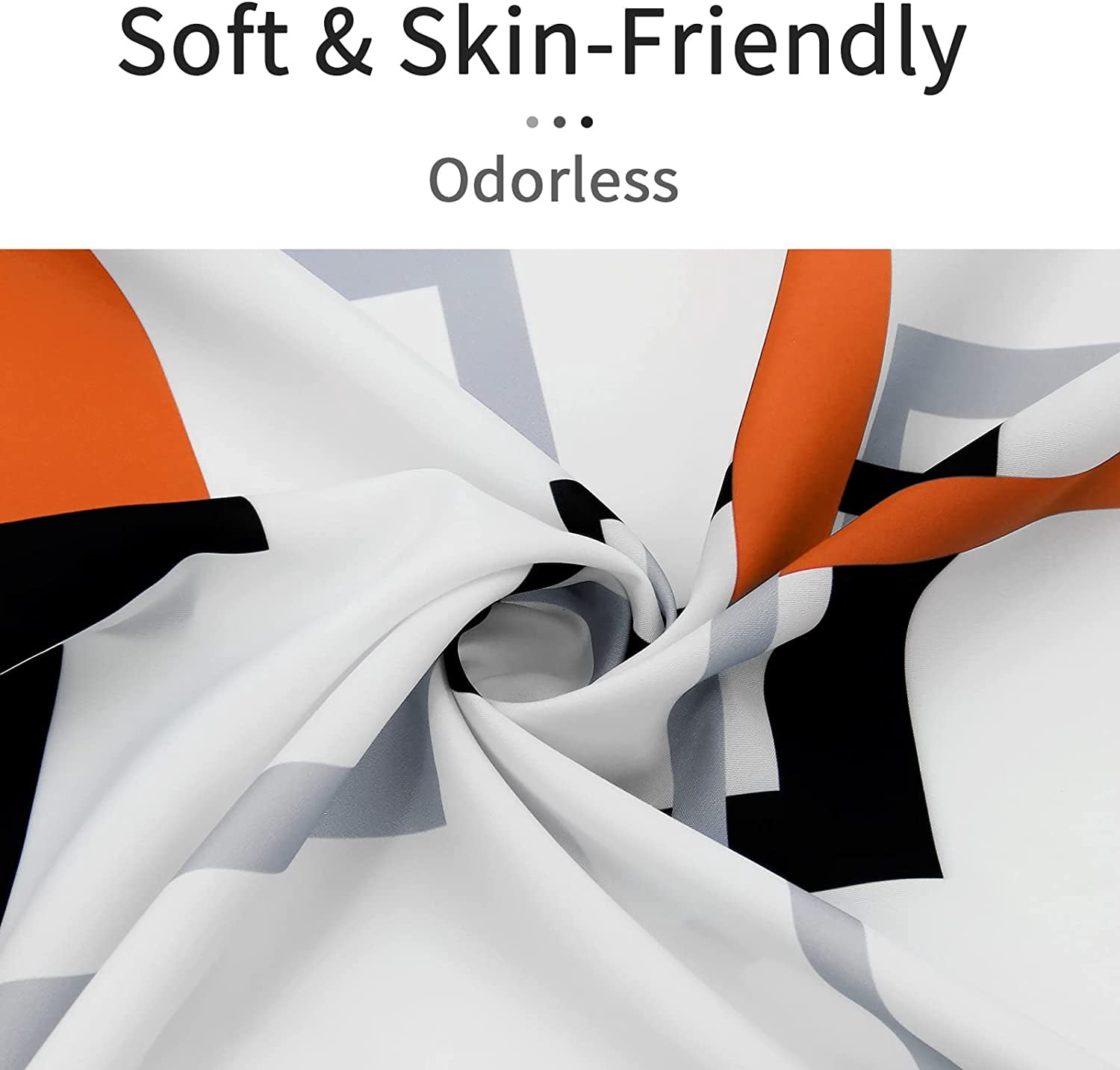 Burnt Orange Shower Curtain, Mid Century Modern Geometric Shower Curtain Set, Abstract Orange Black Grey Square White Backdrop Waterproof Fabric Shower Curtain for Bathroom Decor, 72 x 72