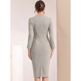 thumbnail image 3 of Vestido con botones en la parte delantera para mujer Vestidos elegantes de color de contraste de tweed Gris M, 3 of 5