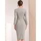 thumbnail image 3 of Vestido con botones en la parte delantera para mujer Vestidos elegantes de color de contraste de tweed Gris XS, 3 of 5