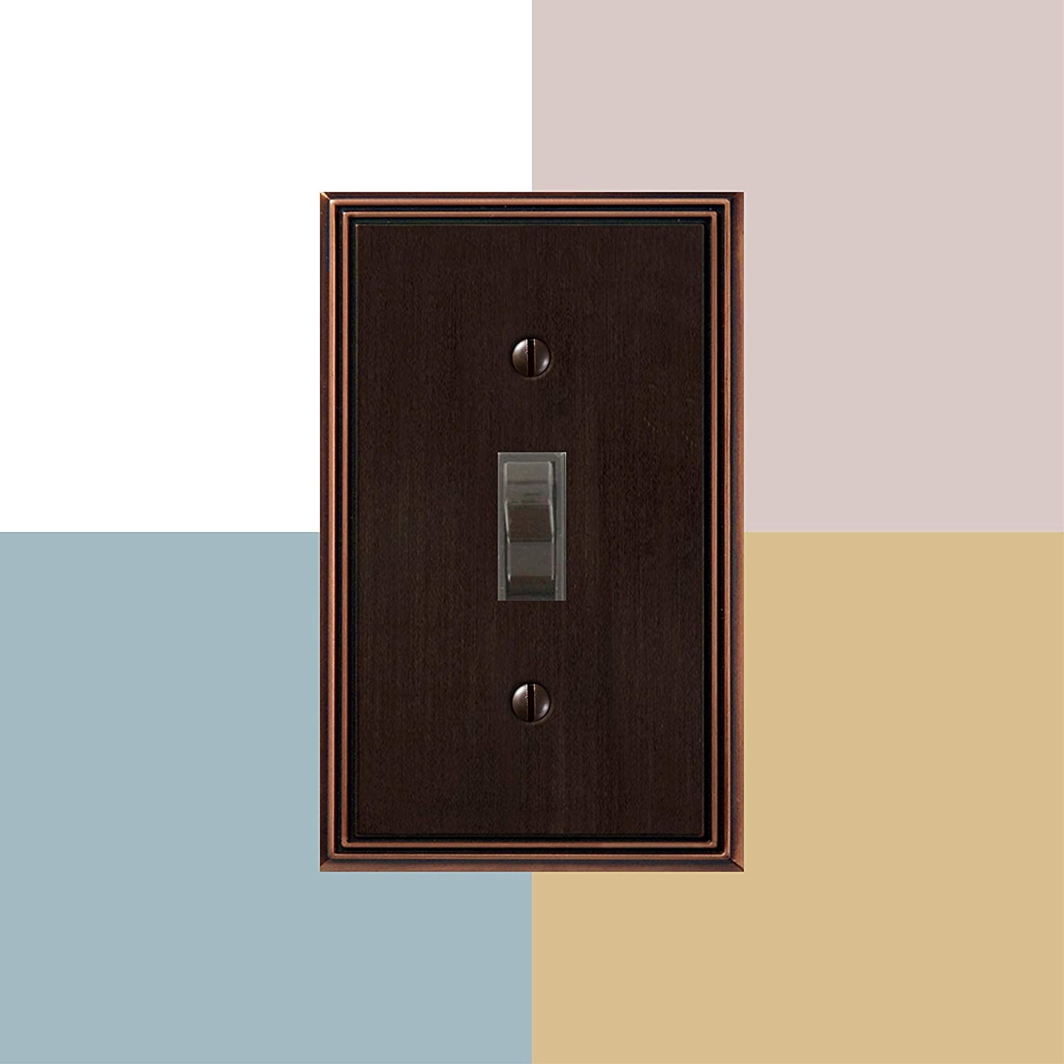 Amerelle 77R4DB Moderne Wallplate 4 Rocker Cast Metal Aged Bronze 1-Pack