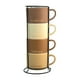 thumbnail image 5 of Juego 4 Tazas Apilables de Porcelana, Capacidad 360 ml con Estante Negro, Set de 4 Tazas en Tonos Tierra, Ideal para Café, Cacao, Leche y Té con Caja de Regalo, 5 of 14