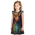 thumbnail image 1 of Fotbe Whimsical Dragon Color Cool Vestido de Dormir para Niñas de 3 a 10 Años, Mangas Cortas, Estilo Princesa, Pijama Camisón con Mangas Voladas-XX-Large, 1 of 6