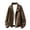 Coffee, variant on Men's Bomber Leather Jacket Loose Classic Vintage Zip-Up Motorcycle Leather Coats Windproof Waterproof Trucker PU Jacket with Pockets Black M