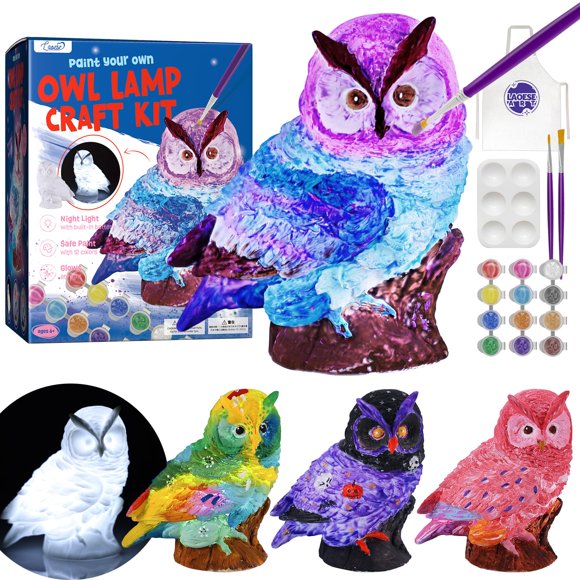 Kit de lámpara Paint Your Own Owl LAOESE con material de arte para niños de 6 a 12 años