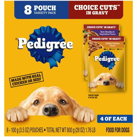 Pedigree Choice Cuts In Gravy Adult Soft Wet Dog Food 8-Count Variety Pack  3.5 Oz Pouches