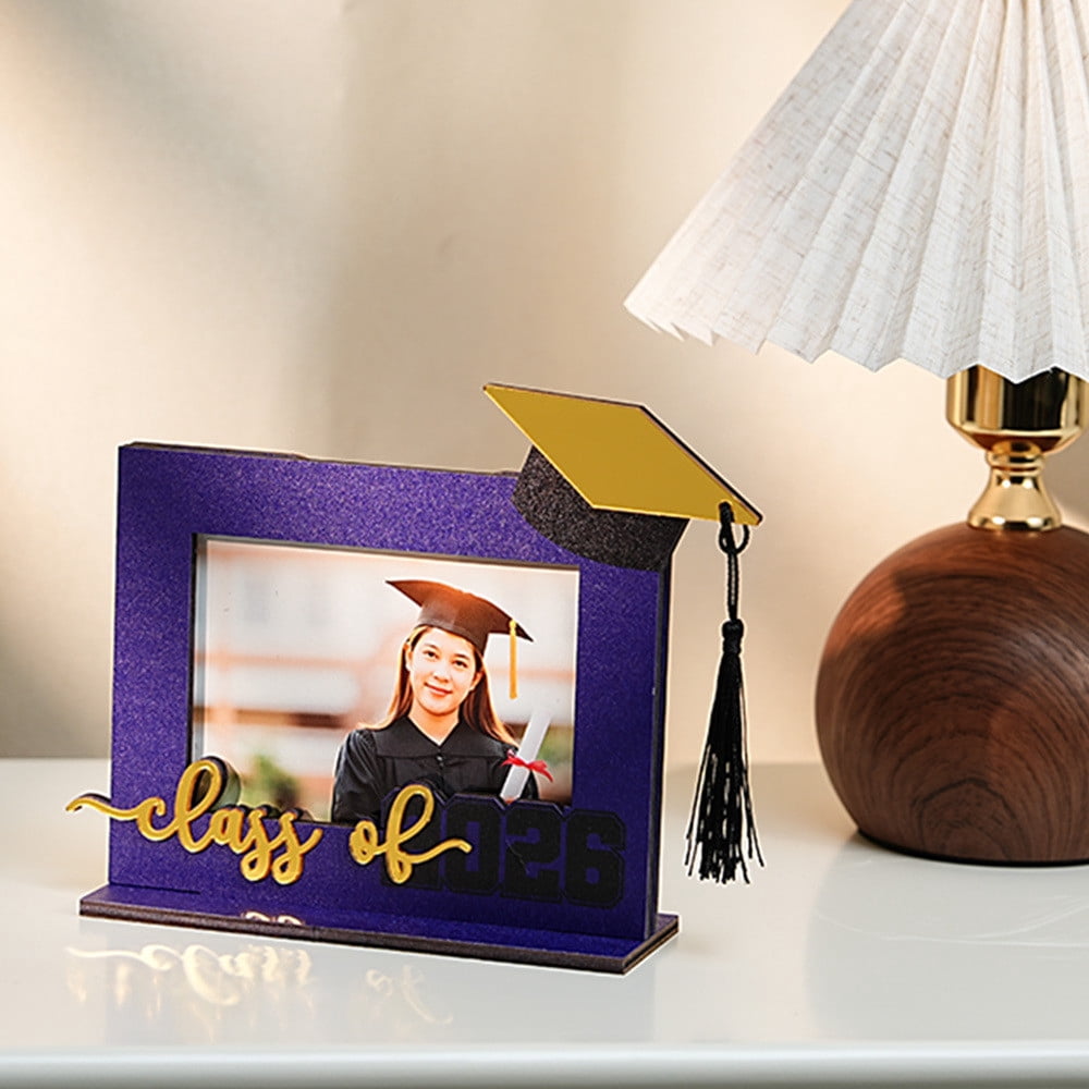 Fufafayo 2026 Graduation Photo Frame, Bachelor Cap Tassel Keepsake, Wooden Desktop Ornament For College High Study Graduation Decor, Tabletop Display For Senior Party Gifts