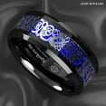 thumbnail image 4 of Tungsten Rings for Men Wedding Bands for Him 8mm Blue Black Silvering Celtic Dragon, 4 of 8