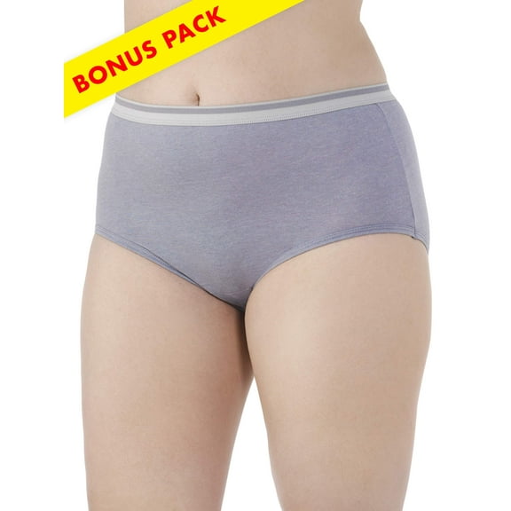 Women's Plus Cotton Heather Brief Panties - 5 1 Bonus Pack