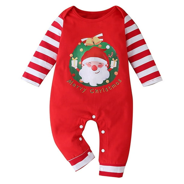 EeaseMX 1 mono navideño de manga larga para bebé con estampado de Papá Noel (patrón aleatorio)