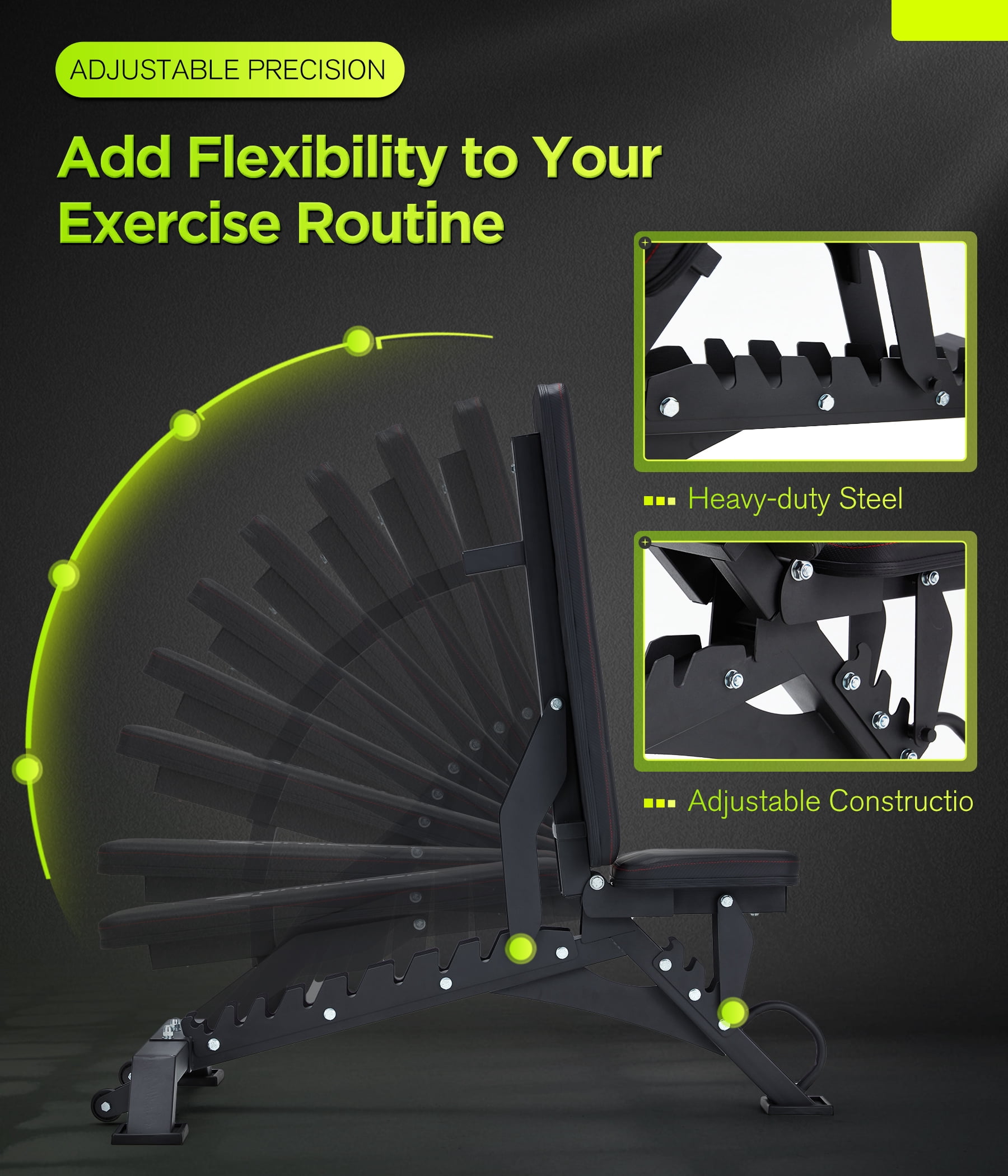 Heavy Duty Weight Bench 1000LB Capacity, Adjustable FID Workout Bench Weight Lifting, Bench Press for Gym and Home Gym