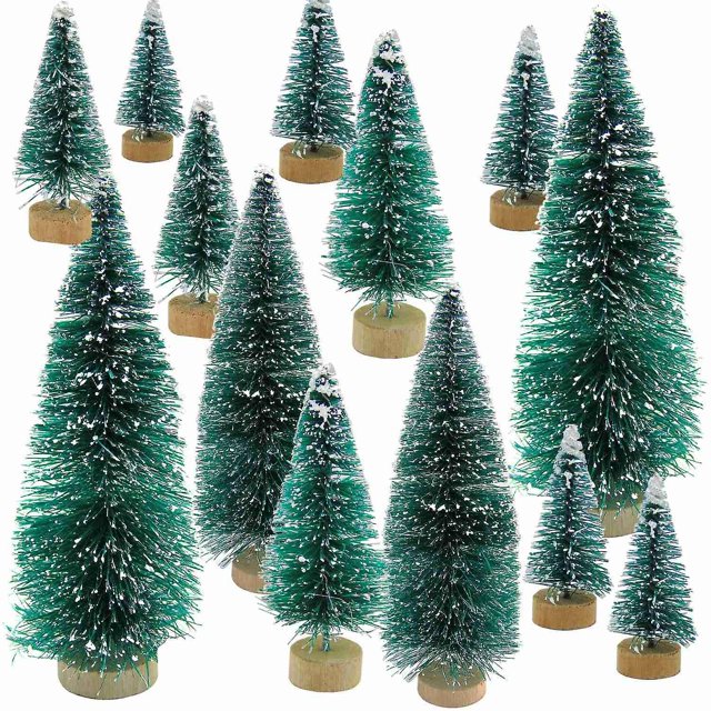 Mini Snow Frost 34 piezas Shaofei Pino Árbol DIY Decoración de Escritorio Adornos Navideños Azul-Verde