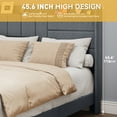 thumbnail image 3 of Dextrus Queen Size Bed Frame with Charging Station & Tall Headboard, Upholstered Platform in Gray Linen Fabric, No Box Spring Needed, Sturdy Wood Slats Support, USB & Type-C Ports, Easy Assembly, 3 of 5