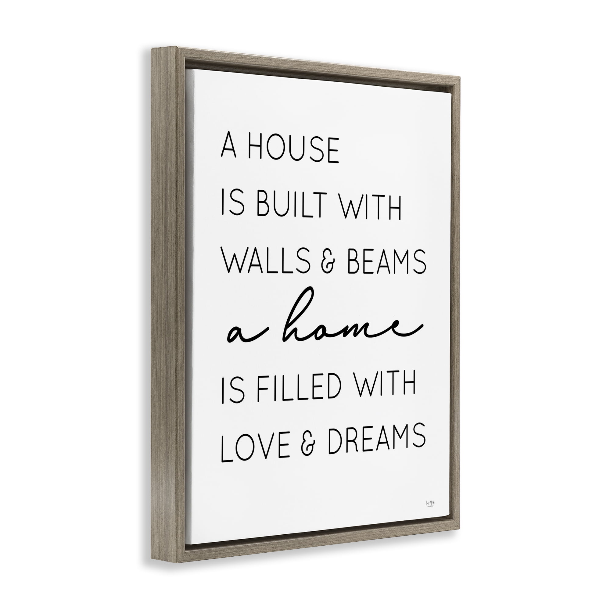Stupell Industries Love & Dreams Sentiment Typography Painting Brown Floater Framed Art Print Wall Art, 25 x 31
