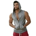 thumbnail image 2 of Aligament Hoodies For Men Tank Tops Men's Casual Fitness Hooded Double Zipper Sleeveless Vest Blouse Top Sweatshirt Oversized Hoodie ,Gray, 2 of 5