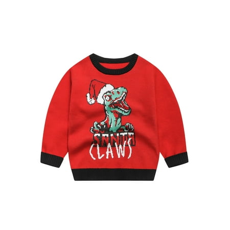 

Bebiullo Family Matching Ugly Christmas Sweaters Long Sleeve Crewneck Dinosaur Knit Pullover for Men Women Kids Xmas Outfits Red Kids 6-7 Years