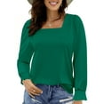 thumbnail image 3 of UVN Blouses for Women Square Neck Long Sleeve Shirts Dressy Casual Tunic Tops, 3 of 9