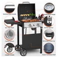 thumbnail image 3 of Propane Gas Grill 21000 BTU with 2-Burner,325 sq.in. Outdoor BBQ Grill for Barbecue Cooking with Top Cover Lid,Wheels,Side Storage Shelves,Barbeque Stove for Patio Garden Camping,Black, 3 of 7