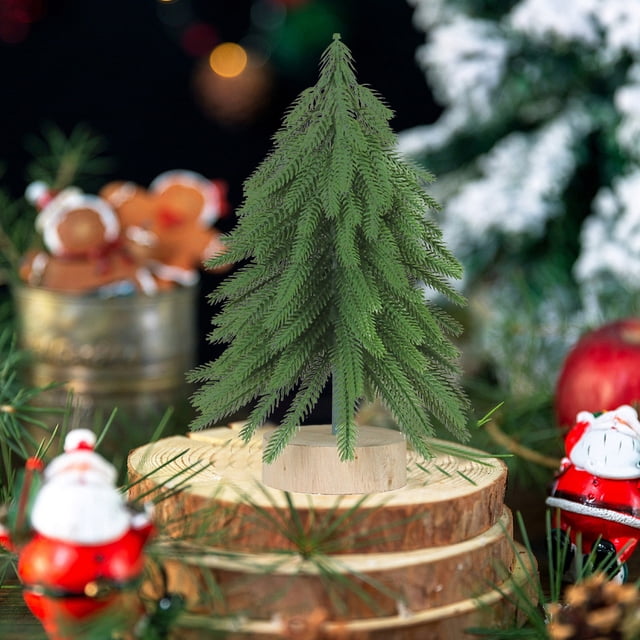 Xihbxyly Mini Árbol de Navidad, Decoración de Mesa Pequeña, Elegante Base de Madera, Alegría Navideña, Uso Versátil En Casa o En La Oficina, Material de Pvc, Opciones de Tamaño: 19/24/29 Cm, Juego de