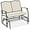 Ivory/Gray, variant on SAZYY Premium 2 - Person Outdoor Patio Swing Glider Loveseat Rocker Bench with Textilene Fabric & Sturdy Steel Frame for Deck, Porch & Garden Relaxation,