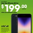 Cricket Wireless Apple iPhone SE 2022, 64GB, 4GB RAM, Midnight