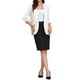 thumbnail image 2 of Blazer de oficina inspirador CHIC para mujer, con cuello chal, mangas 3/4 arrugadas, blazer de traje elegante, color crema blanco, 2 of 6