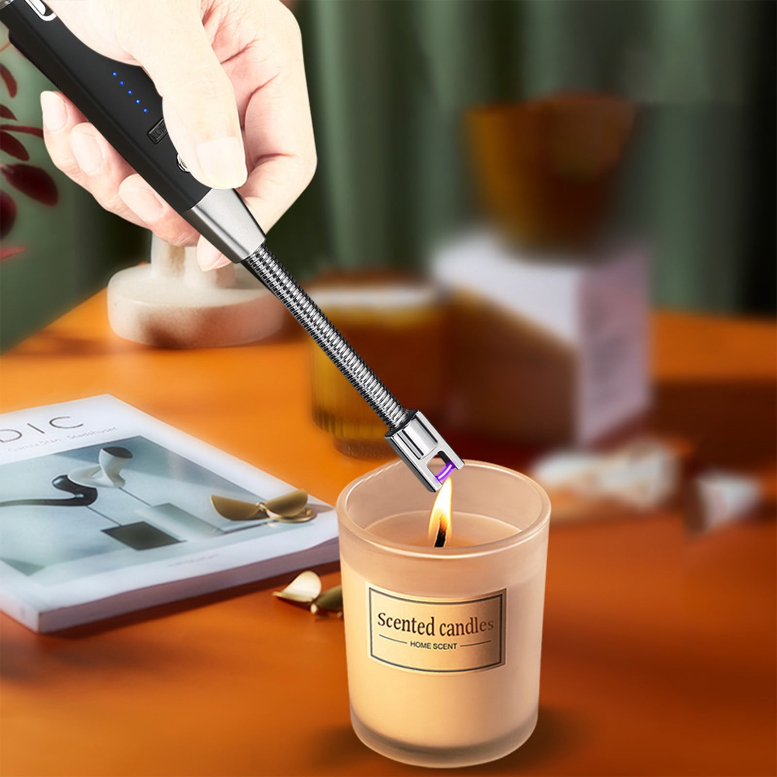 Candle Lighters, USB Rechargeable Lighter Windproof Long Lighter Camping Lighter Grill Lighter For Party