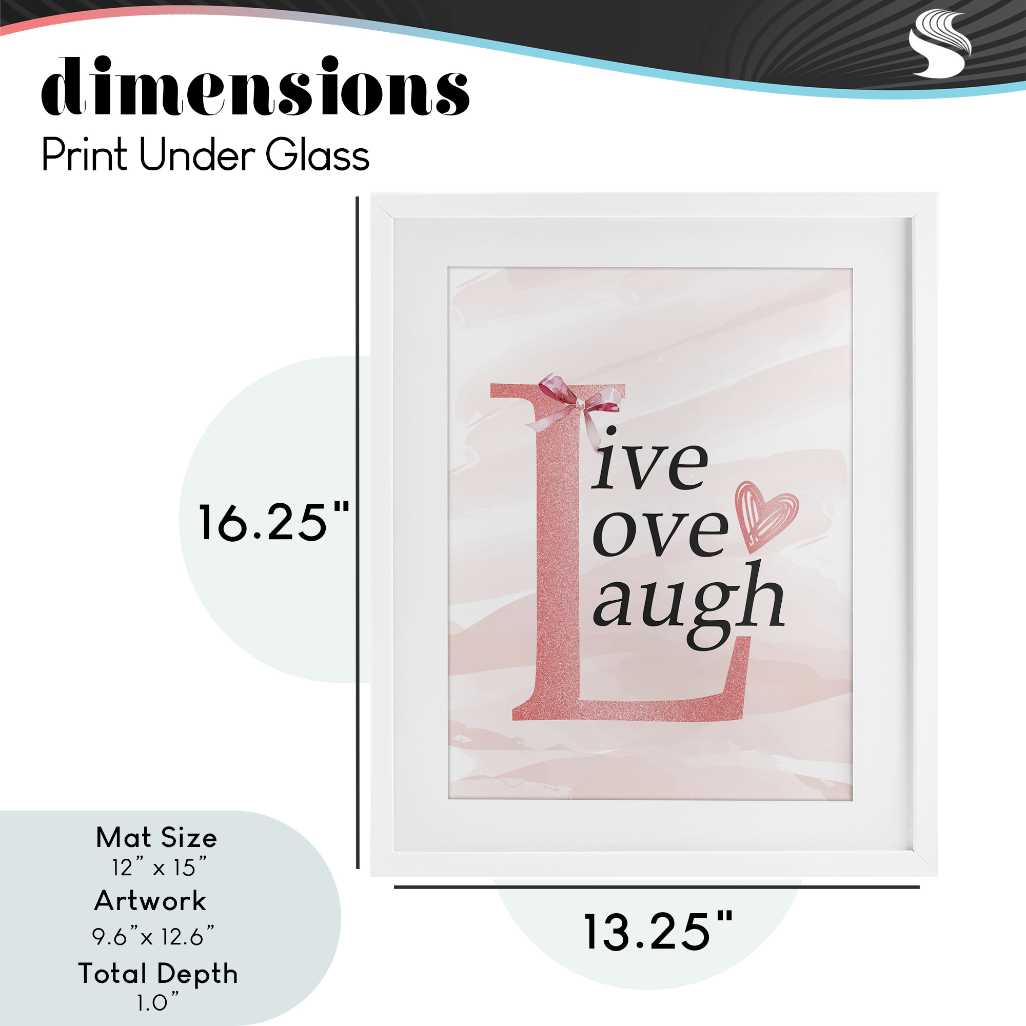 Live Love Laugh Pastel White Framed Print Under Glass, design by Kim Allen