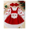 thumbnail image 3 of Suealasg Baby Girls Halloween Outfit 3Pcs Newborn Girl Christmas Clothing 3 6 9 12 18 Months Infant Girls Long Sleeve Romper Santa Claus/Ghost/Turkey Embroidery Suspender Skirt Headband Sets, 3 of 8