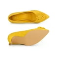 thumbnail image 4 of BLISSFUL STEP Women's Flower Pointed Toe Stiletto Heels Pumps Yellow 5.5, 4 of 7
