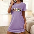thumbnail image 4 of Sakmal Christmas Moomoo Dresses for Women Cozy Lightweight Loose Purple Loungewear Crew Neck Short Sleeve Graphic Short Nightgowns S-2XL, 4 of 5