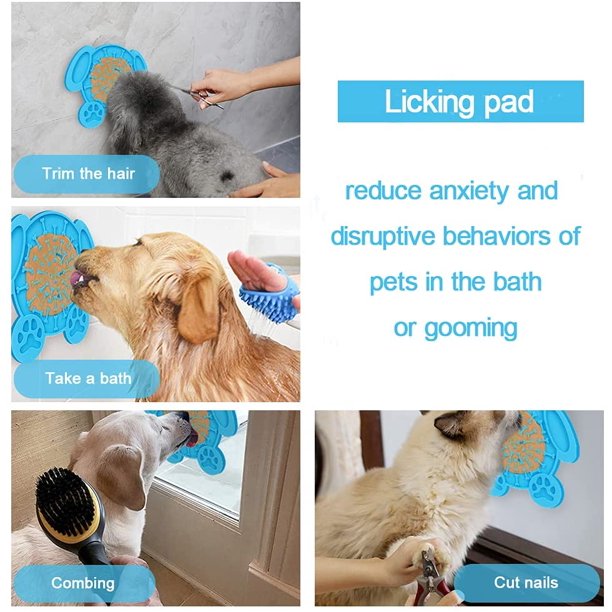 Mantel individual para lamer alimentos de silicona con ventosa para mascotas de nuevo estilo (azul)