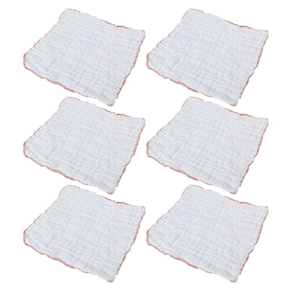 HOOWIFFY White Cotton Muslin Cleaning Cloths for Kitchen, Soft Thick Absorbent Towels, 6 Pieces Multipurpose