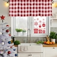thumbnail image 6 of Red Farmhouse Valances for Windows, Decorative Rod Pocket Window Valance Curtains, Gradient Buffalo Plaid Lattice Grid Short Curtain Drapes for Kitchen/Bathroom/Living Room, 2 Panels, 60" W x 18" L, 6 of 8