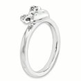 thumbnail image 3 of Bague en Argent Sterling Stackable Expressions Cœur avec Nœud Diamant Taille 10, 3 of 3