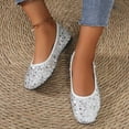 thumbnail image 6 of FRSASU Women's Flat Shoes Shiny Glitter Flat Shoes Fashion Casual Spring Summer Round Toe Closed Toe Shallow Mouth Flat Shoes Silver 7.5(40), 6 of 7