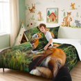 thumbnail image 3 of Erosebridal Red Fox King Size Comforter Sets for Boys Girls, Wildlife Grass Comforters King Size, 3pcs 1 Comforter and 2 Pillowcases, 3 of 5