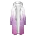 thumbnail image 5 of Lindreshi Womens Fall Fashion Jackets with Hood Women's Gradient Loose Long Sleeve Hoodie Sweater Top Long Coat, 5 of 5