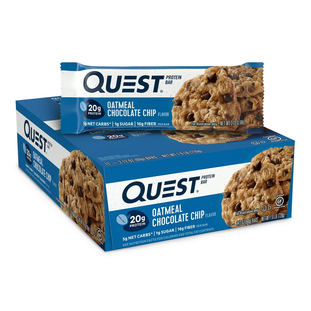Quest Protein Bar, Oatmeal Chocolate Chip, 20g Protein, 12 Ct Walmart