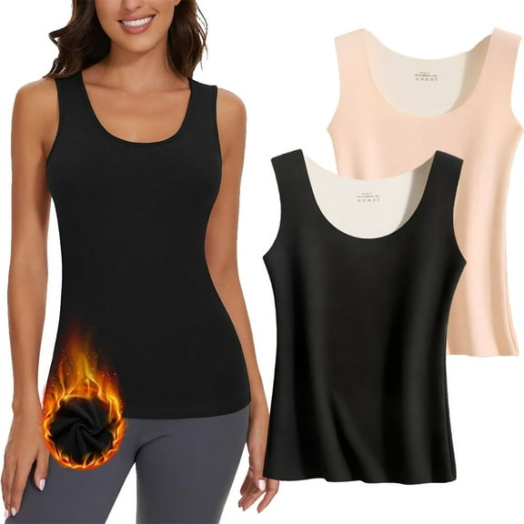 Women's Sleeveless Thermal Tank Top Fleece LinedUnderwear Base Layer Vest for Cold Weather LayeringCamisole Lingerie Style Womenswear