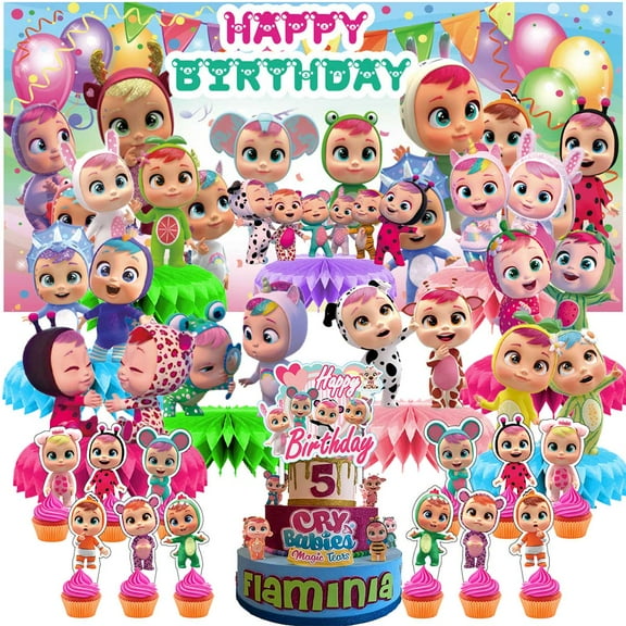 Cry Babies Baby Honeycomb Centerpieces Table Toppers Backdrop Decorations for Birthday Party Decor Supplies Banner