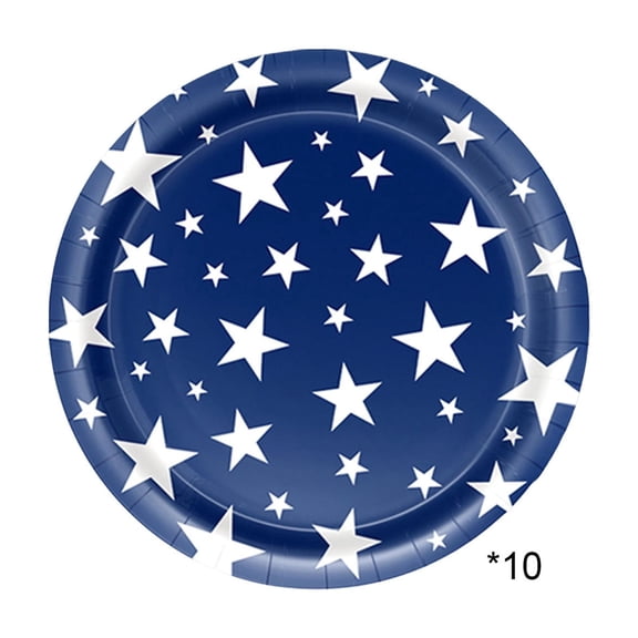 JHyouerji 10 Pcs 4th of July Plates Patriotic American Flag Party Supplies,Disposable Paper Plates for Memorial Day Independence Day Decorations Table Decor
