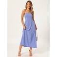 thumbnail image 3 of DARING DIVA Women's Gingham Strapless Maxi Summer Casual Sundress M Blue, 3 of 8