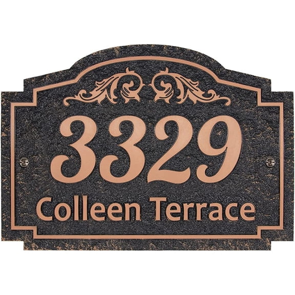 Handcrafted Carving Vintage Address Plaque, House Number Sign, with Street Name Personalized Sign Wall Plaque