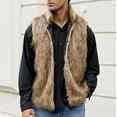 thumbnail image 4 of dzxyzu Men's Outerwear Vest Fall Winter Sleeveless Faux Fur Vest Coat Faux Fox Fur Jacket Outwear Casual Solid Coat Jacket Outdoor Golf Waistcoat Sports Jacket Coat - Brown, 4 of 9