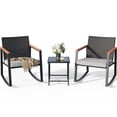 thumbnail image 3 of 3 Pieces Patio Furniture Set, Aiho Wicker Patio Table and Chairs Set with Coffee Table for Outdoor Garden, Balcony, Poolside, Gray Cushion, 3 of 10