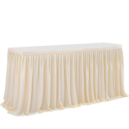 

Polyester Pleated Table Skirt for Rectangle Table Ruffle Tablecloth Skirt for Wedding Birthday Party Baby Shower Bridal Shower Banquet Romantic Candlelight Dinners Table Decor