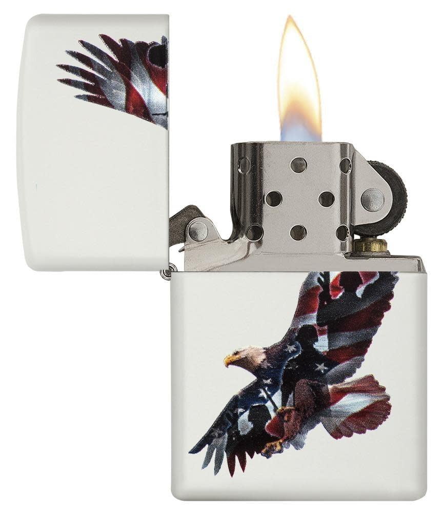 Zippo Eagle & Soldier White Matte Pocket Lighter