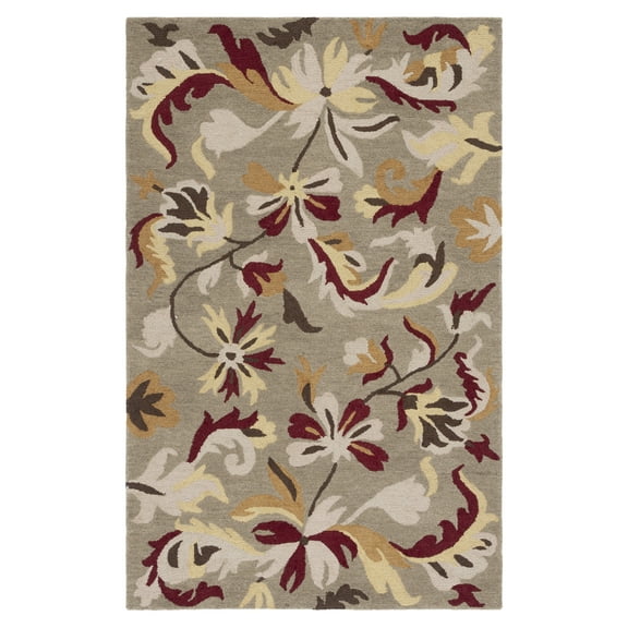 SAFAVIEH Jardin Allieson Floral Wool Area Rug, Sage/Multi, 4' x 6'