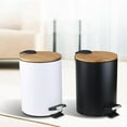 thumbnail image 2 of YIEMEEN 3/5L Wooden Flip Step Trash Can Garbage Rubbish Bin Waste Container Organizer, 2 of 14