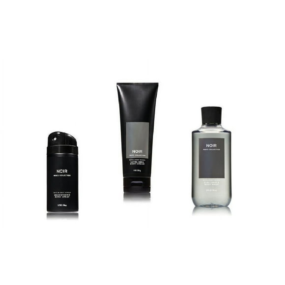 Collection Noir pour Hommes Ensemble 3 Pcs Comprend 3.7 oz Vaporisateur Corporel Désodorisant, 8 oz Ultra Shea Crème pour le Corps, 10 oz 2-en-1 Lavage Cheveux & Corps